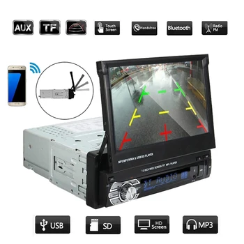 

1din 7'' Universa Car Radio MP5 Multimedia Player Stereo Autoradio Retractable Bluetooth Handsfree USB FM Support Camera