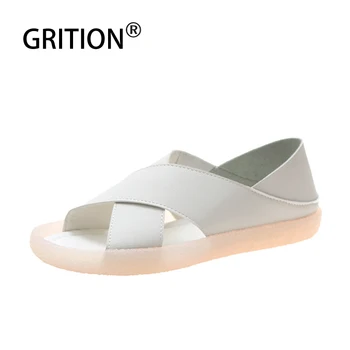 

GRITION Women Sandals Cow Muscle Non Slip Back Strap Flats Slippers Platform Outdoor Casual Flip Flops Shoes Elastic New Sandals