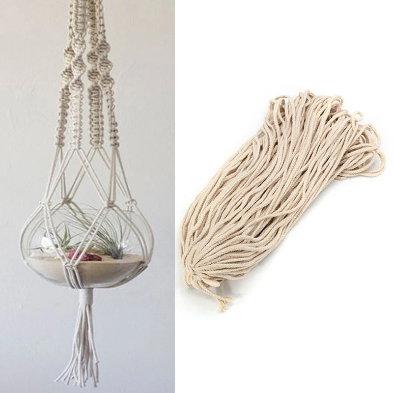 5mm Macrame Rope Natural Beige Cotton Twisted Cord Artisans Hand Craft 100M Wall Hangings Rack Storage Organization