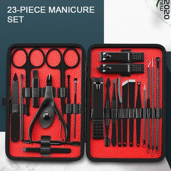 

Fashionable 23-Piece Stainless Steel Professional Pedicure Scissors Set Cuticle Eagle Hook Tweezers Manicure Kit Beauty Tools