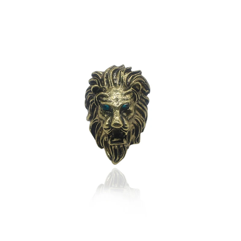 Punk Style Fashion Retro Men's Ring Animal Lion Head Shape Inlaid Blue Rhinestone Alloy Temperament Boy Jewelry Gift Hot | Украшения и