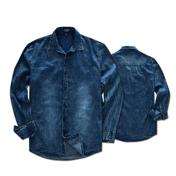 

Men's 100% Cotton Button Down Casual Pocket Jean Nostalgic Military Shirt Denim Shirt Men's Denim Shirt Long Sleeves