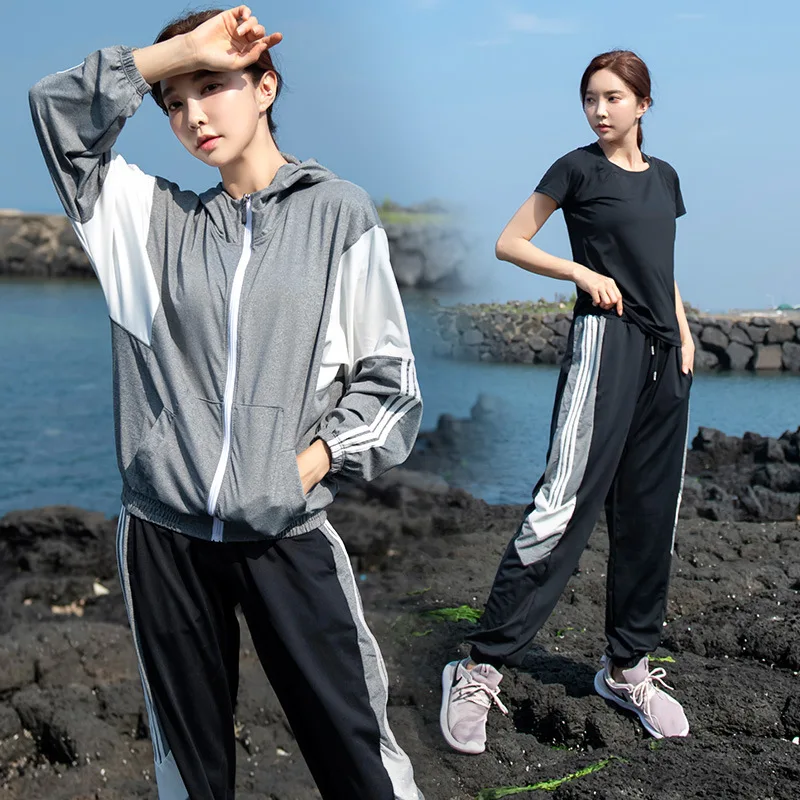 

Autumn And Winter New Style Large Size Fitness Sports Women's Yoga Clothes Suit Quick-Drying Loose-Fit Joint Hoodie Gym Training