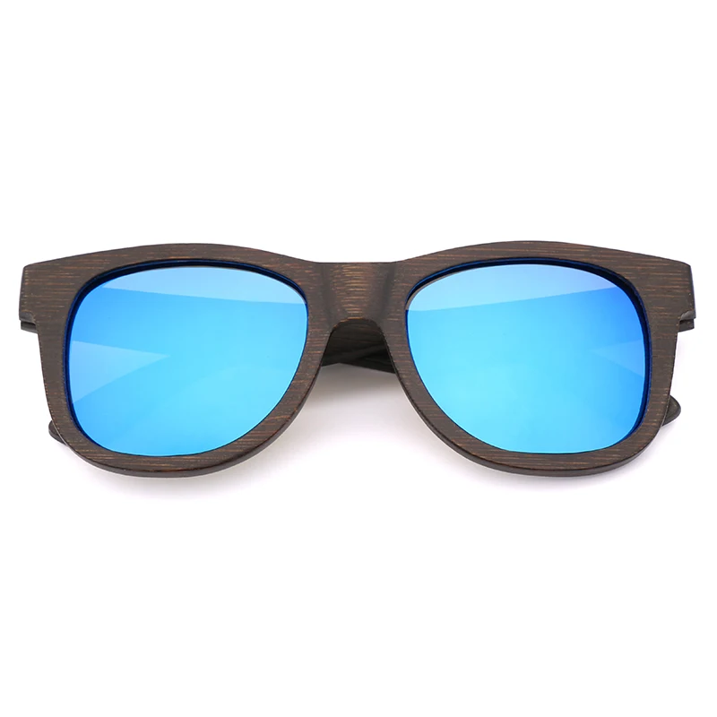 YB001-05 Blue Винтажные деревянные солнцезащитные очки из бамбука коричневого цвета, деревянные солнцезащитные очки, мужские Поляризованные женские солнцезащитные очки, квадратные солнцезащитные очки oculos de sol feminino - Цвет линз: YB001-05 Blue