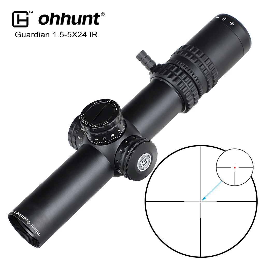 ohhunt Guardian 1.5-5X24 IR Compact Tactical Riflescope 30mm Tube Center Dot Illuminated Glass Etched Reticle Hunting Optics | Спорт и