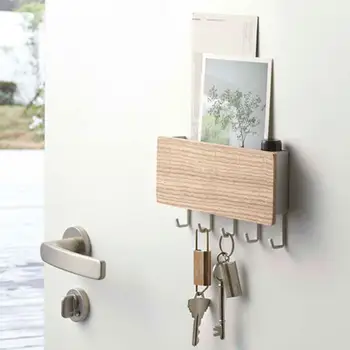 

Home Bedroom Kitchen Storage Box Key Wall Hook Solid Hook Wooden Storage Hanging Rack Wood Sundries Porch Hook B0D3