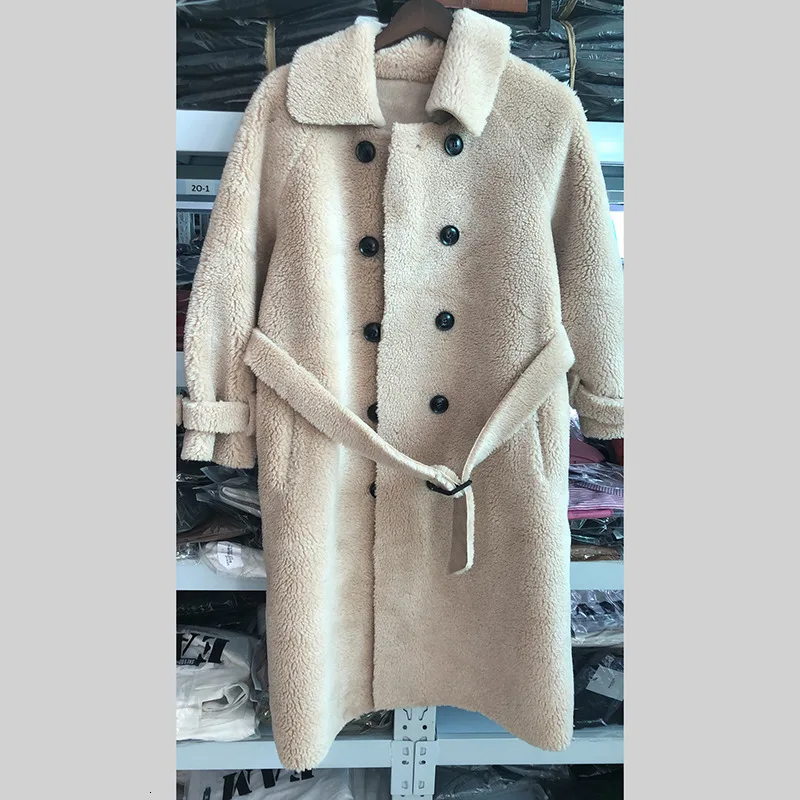 [DEAT] Зимняя мода, тренд, узор, лацканы, сплошной цвет, пояс, действительно толстые гранулы, защита шерсти, теплое Женское пальто AI773