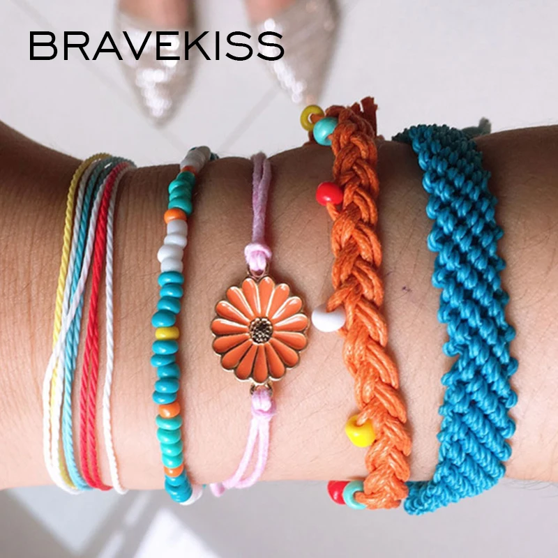 BRAVEKISS браслеты дружбы Vsco, набор для девочек, ручная работа, ромашки, браслеты, Boho Femme, аксессуары, браслеты, PB0497