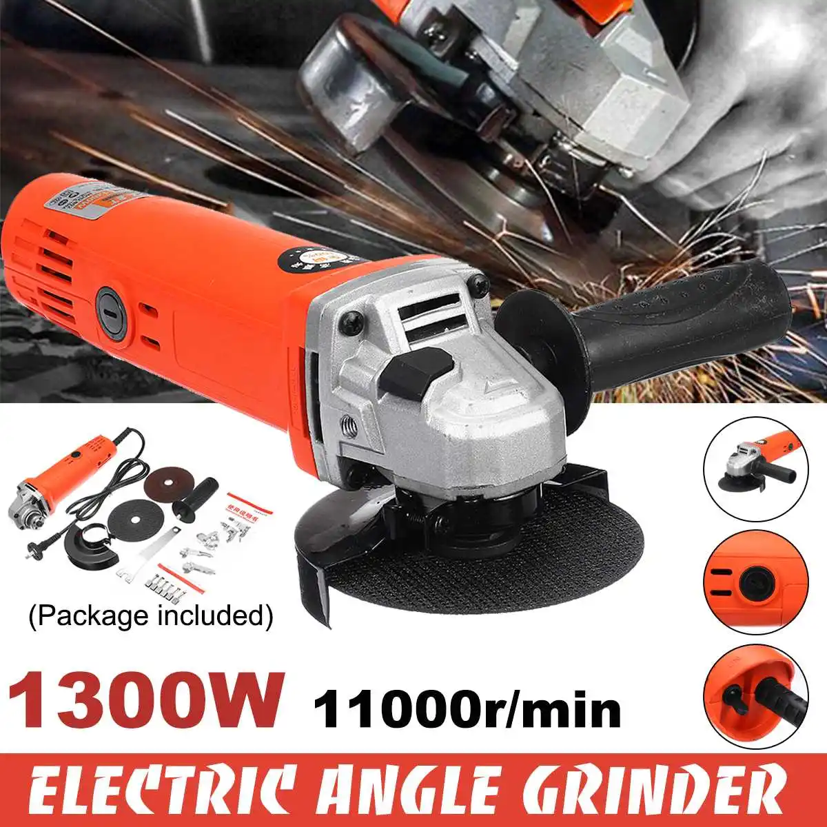 

1300W 220V Electric Angle Grinder Anti-Slip Polishing Polisher Grinding metal stone wood Cutting Woodworking Grinder Tool