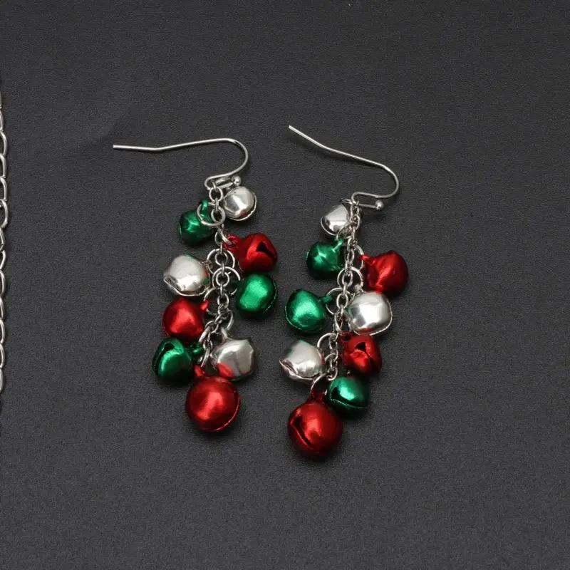 3 шт рождественские Красочные Jingle ожерелье с колокольчиками браслет серьги ювелирный набор для мужчин и женщин индивидуальный Декор подарок