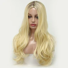 XINRAN блонд синтетический парик волна средняя часть Термостойкое волокно для черных женщин Косплей длинный парик