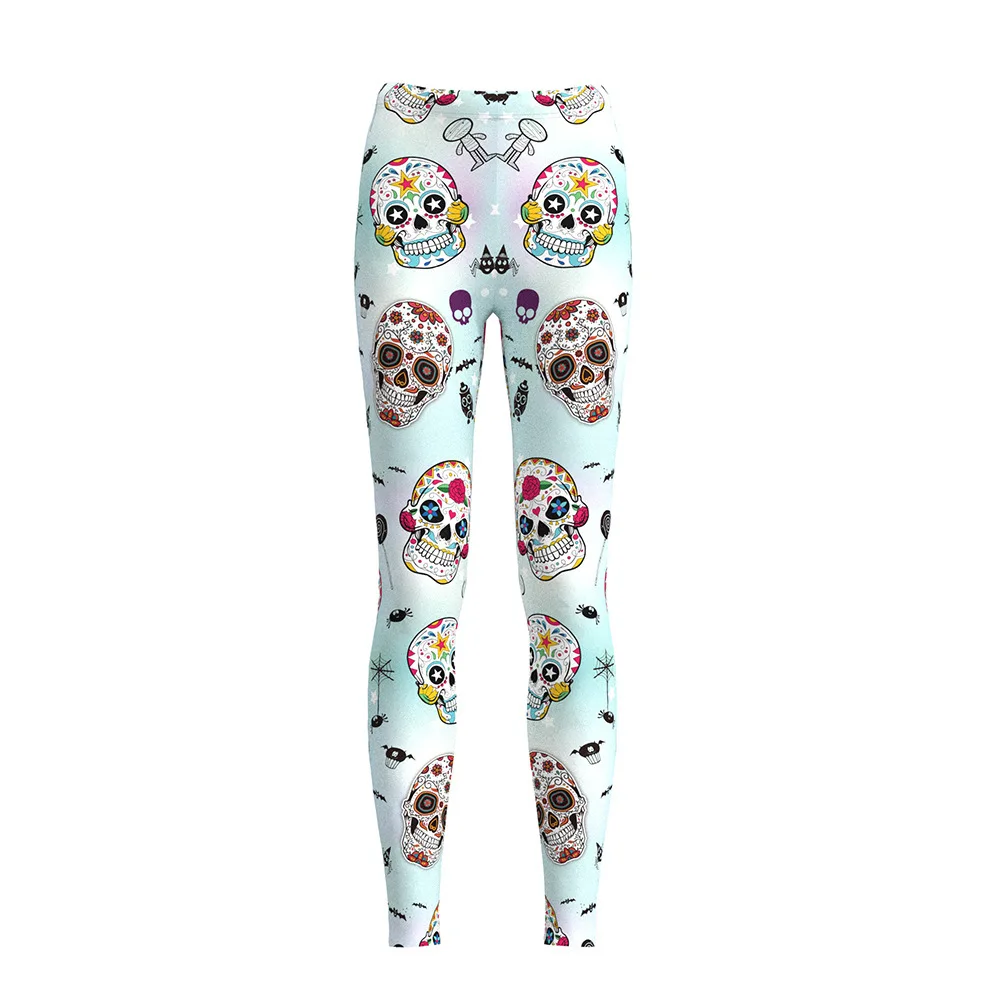 

Europe And America Cute Skull Digital Printing Elasticity Slim Fit Leggings Large Size WOMEN'S Pants