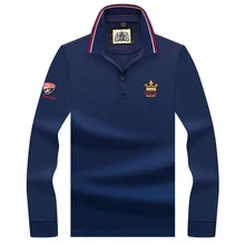 Polo de manga larga para hombre, Camiseta deportiva de alta calidad, Camiseta de algodón bordada de marca, camiseta de negocios de talla grande a la moda