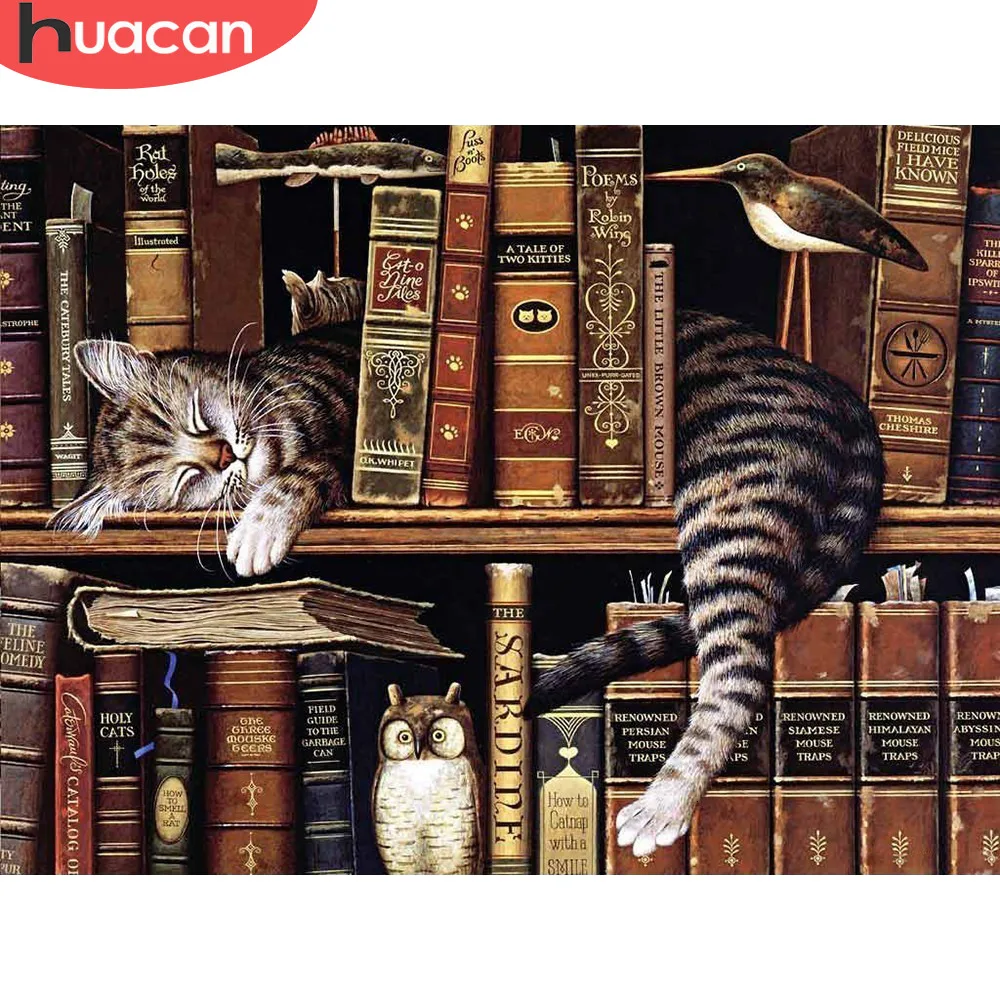 

HUACAN DIY Diamond Painting Animals Mosaic Cross Stitch 5D Full Square/Round Drill Decoration Home Diamond Embroidery Book