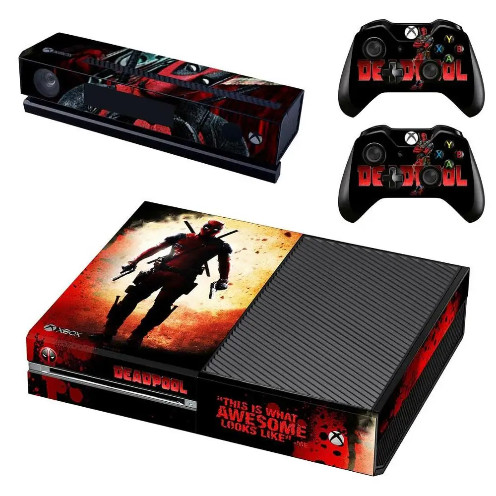 GSTM2484 Наклейка для xbox one s Deadpool Vinly, наклейки для кожи, наклейки Pegatinas Adesivos для xbox one, консоль Kinect, два контроллера - Цвет: GSTM2484