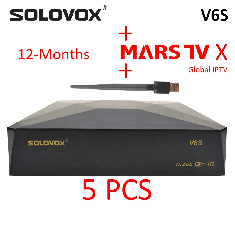SOLOVOX V6S 5 шт. спутниковый ТВ приемник DVB-S2 поддержка NEWCAMD CCCAM Xtream Stalker для Бразилии ip tv plus CCCAM - Цвет: V6SMarstvXX5