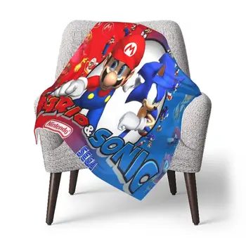 

Fashion Blanket Warm Cute Sonic Cartoon Print Children's Christmas Blankets Plush Girl Sofa Napping Blanket Bedroom Decoration