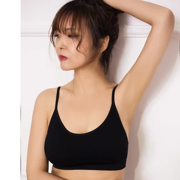 

Sexy Women Seamless Cami Tank Top Bra Cropped Padded with Cup Knit RibUnderwear Lingerie Bralette Sportsbra Wireless One Piece