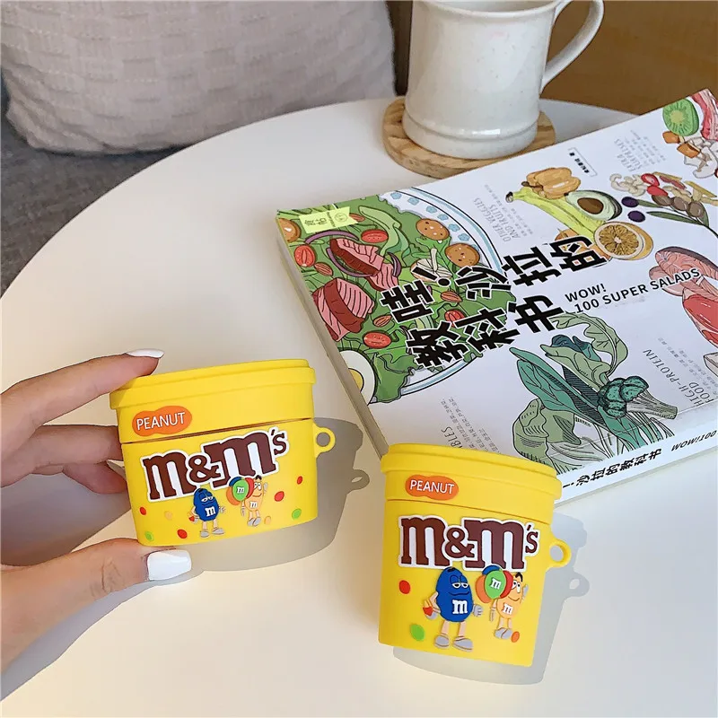 Чехол для наушников с мультипликационным принтом fun M bean chocolate bluetooth airpods 1 2 pro