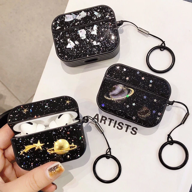 Airpods Pro Epoxy Gold Moon Stars Saturn Space Case for Apple Airpods 3 Glitter Wireless Shell Charging Box - AliExpress Mobile