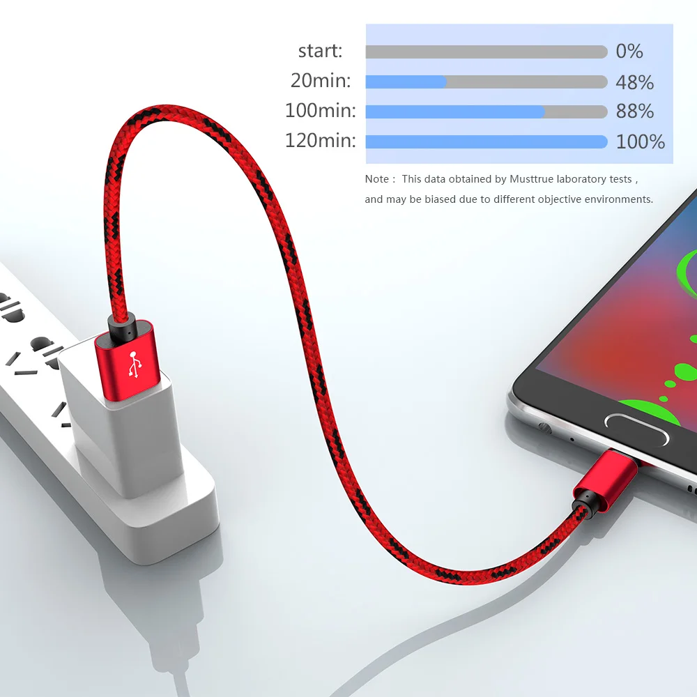 MUSTTRUE нейлоновый Плетеный 3A микро USB кабель зарядное устройство мобильный телефон