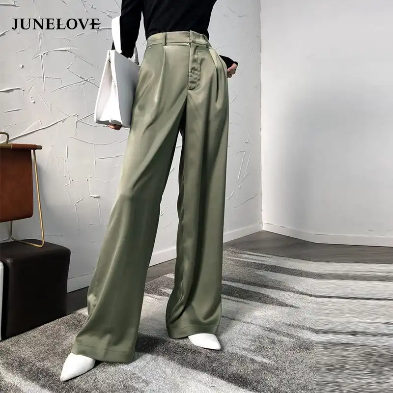 satin high waisted trousers