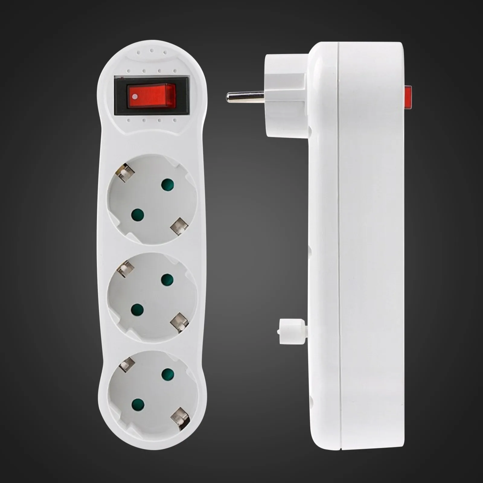 Europea estándar hembra 2 ronda Plug 3 Agujero con interruptor de adaptador/cargador de pared de salida blanco enchufes