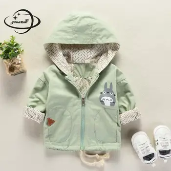 

6m-4Y kids trench coat spring autumn jacket overcoat clothing regular hooded zipper cartoon children's windbreaker clothes Y42