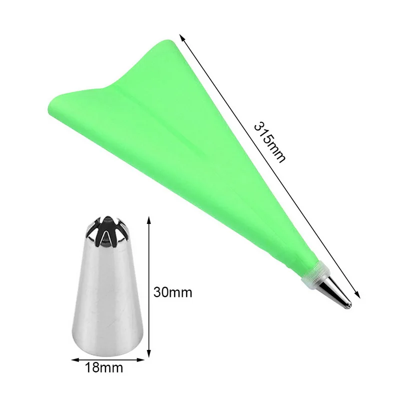 18pcs green Силиконовые формы для обледенения кондитерский мешок Кондитерская насадка для украшения торта - Цвет: 18pcs green