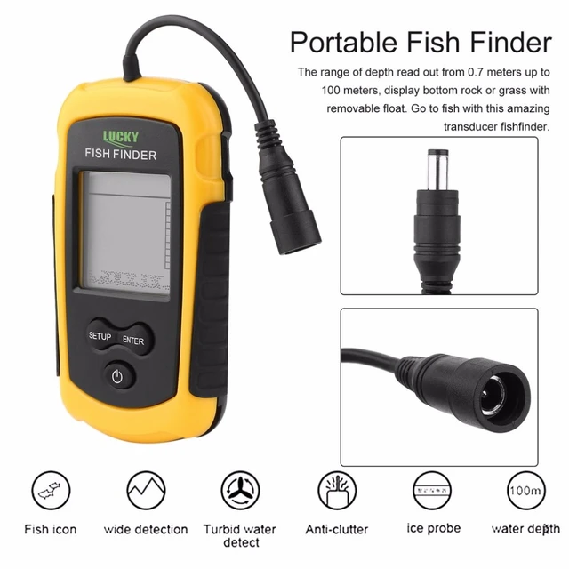 Buscador de peces portátil, sensor de sonda de profundidad de pescado,  pantalla LCD inalámbrica con alarma de escuelas de peces, para kayak,  barco