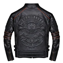 Новая вышитая кожа черепа приталенная кожаная куртка мужская велосипедная мотоциклетная куртка роскошное пальто для мужчин