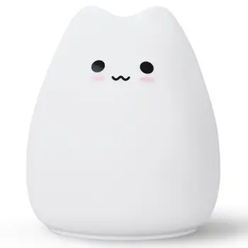 

Mini Cute Cartoon Cat Shaped Pat Light Lamp Soft Silicone Nightlight For Kids Toy Gifts Room Decor