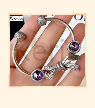

High Quality Original 1:1 100% Pure Silver Butterfly With Purple Cat Eye String As Opening Bracelet Free Package Is Preferred