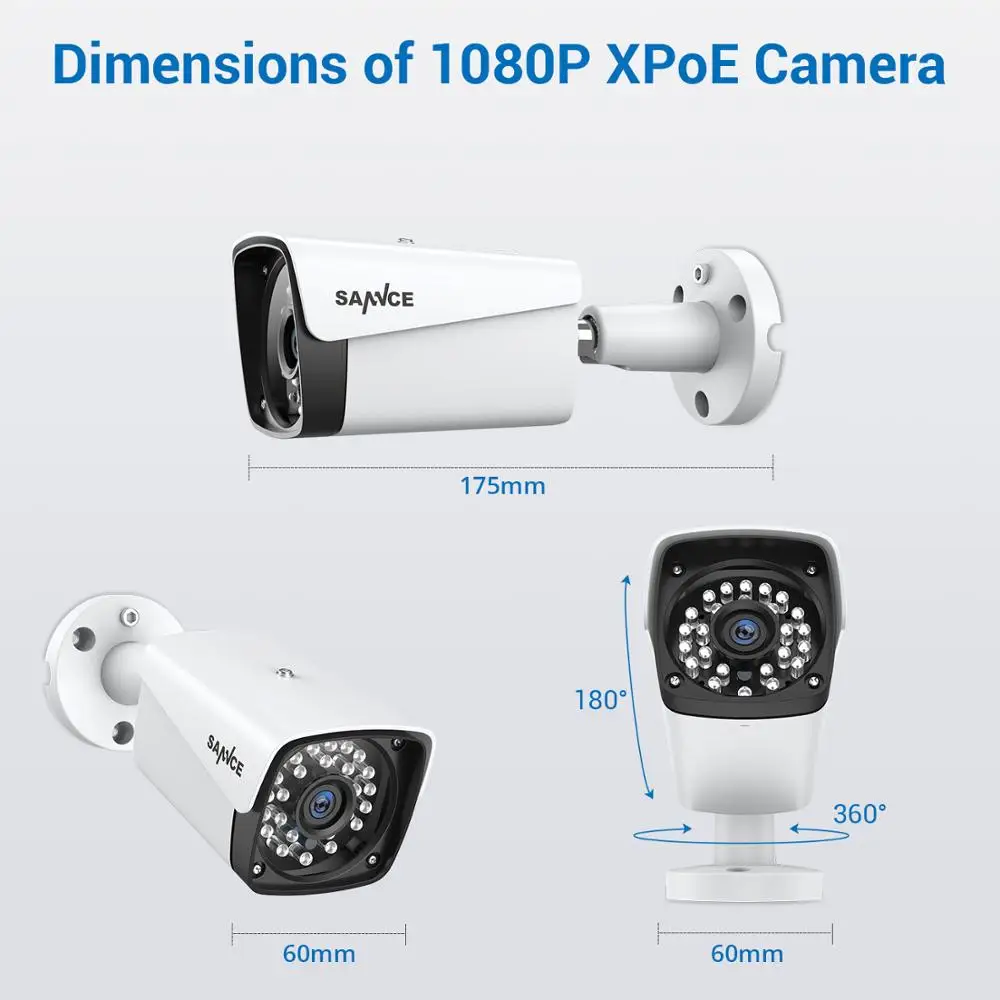 Система видеонаблюдения SANNCE 4 канала HD 1080P XPOE IP камеры 2 м|system cctv|system security camerasystem
