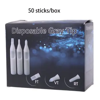 

Pro 50PCS Lot Sterile Disposable Tattoo Nozzle Tips Needle Tube U Pick RT FT