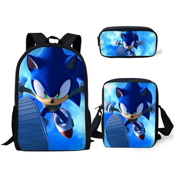 

Fashion 3PC/Set Backpack Hot Game Sonic 4 The Hedgehog Pattern Students School Bags Cartoon Anime Teenagers Book-Bags Set