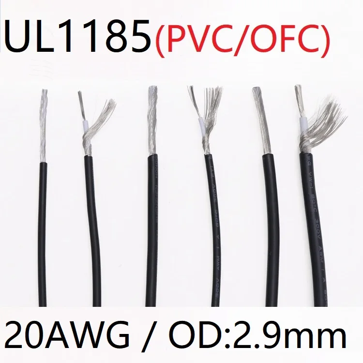 

UL1185 20AWG Shielded Wire Signal Cable OD 2.9mm Channel Audio Line PVC Insulated Single Core OFC Copper Vedio Electronic Cable
