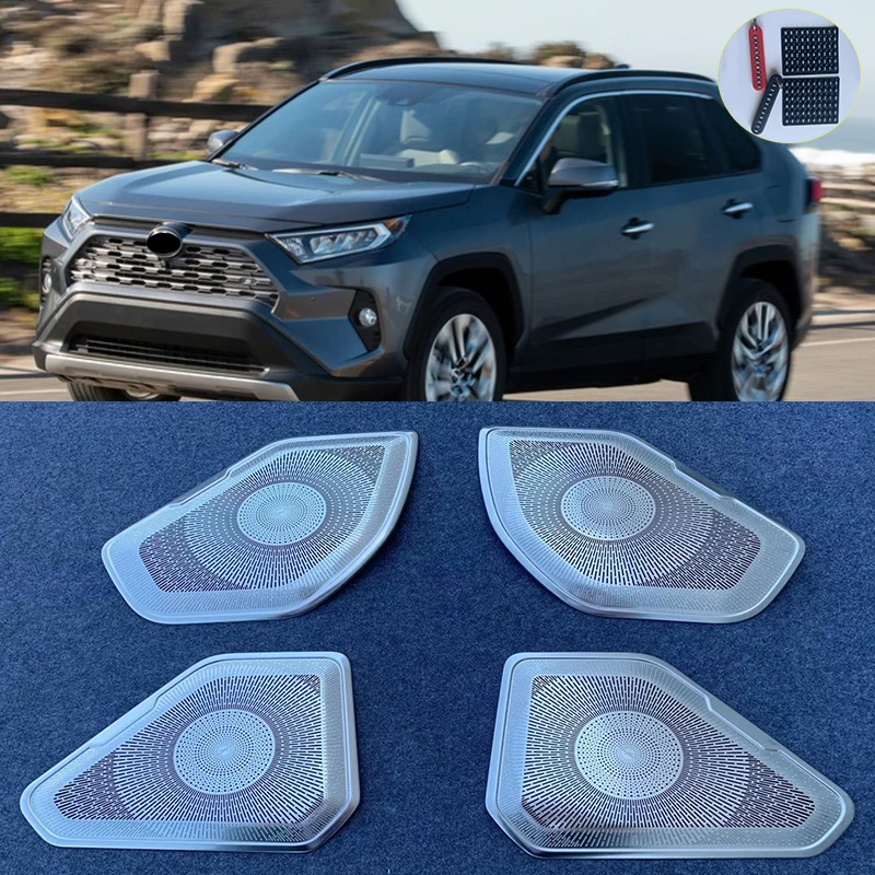 Для Toyota RAV4 RAV 4, аксессуары, запчасти для акустических систем, звуковая крышка, стальная нержавеющая звуковая рамка, Отделка боковой двери