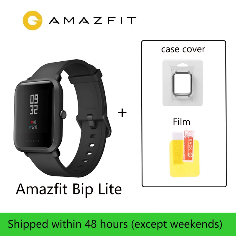 Internati версия Смарт-часы Xiaomi Amazfit Bip Huami Pace Lite IP68 gps Gloness Smartwatch сердечного ритма 45 дней в режиме ожидания - Цвет: Black-CASE caver