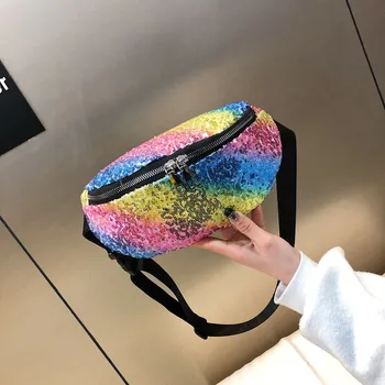 

Bright Colors Coin Purse Waist Pack Belt Wallet Women Bag Summer New Fashion Sequin Shoulder Bag Chest Bag Messenger Waist Bag