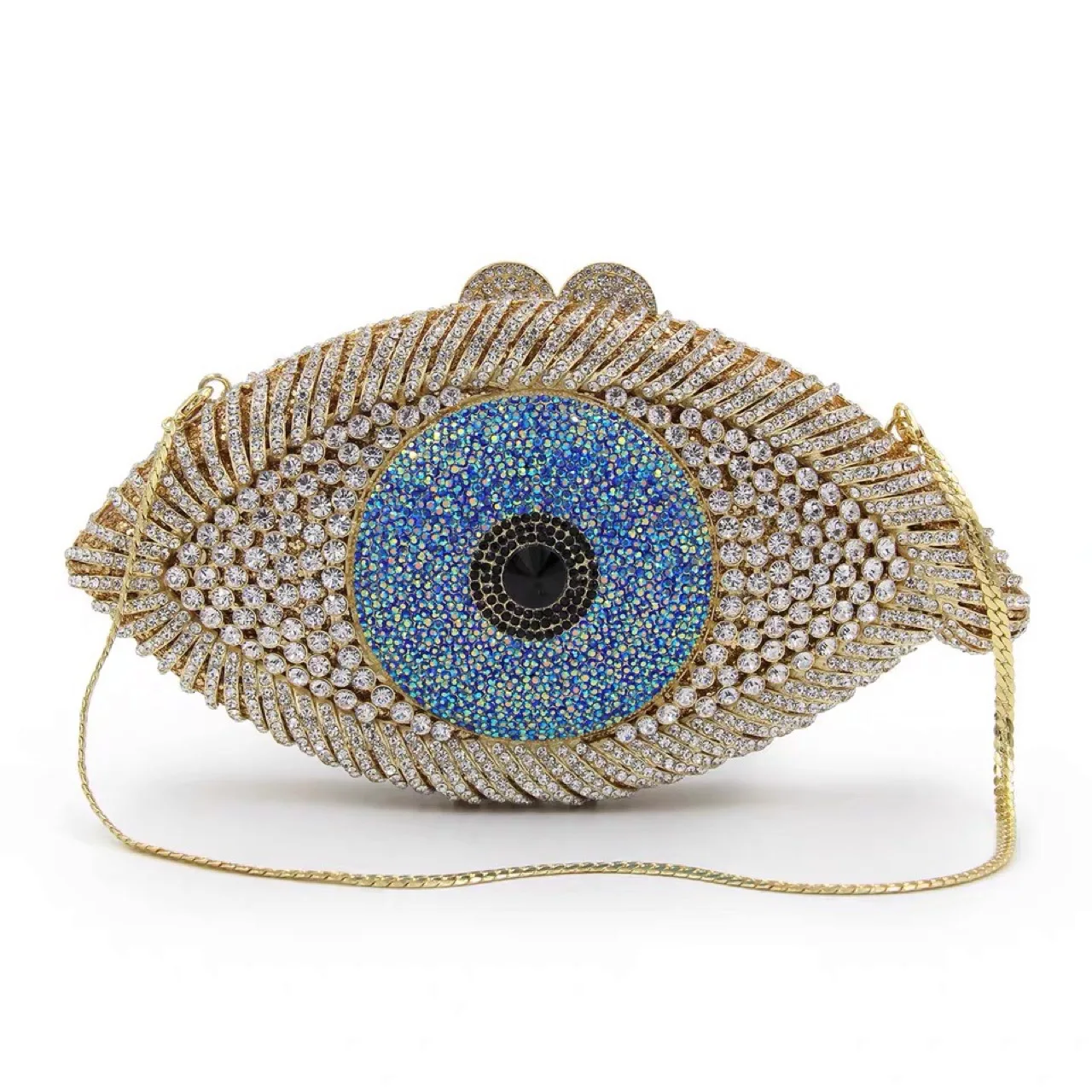 

Eyes Modeling Crystal Bag Diamond Evening Bag Europe And America Banquet Clutch Formal Dress WOMEN'S Bag with Holes Metal
