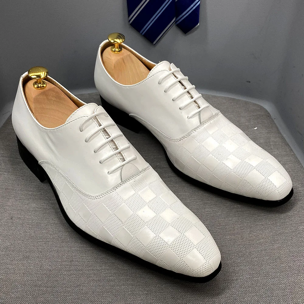 Mens Oxford Dress Formal SHoes Cap Toe Wedding Groom White Shoes Casual Business 