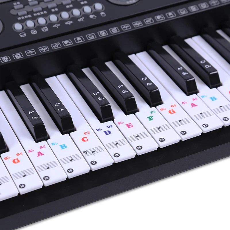 Color piano stickers 49/54/61/88 Keys Without leaving glue Not to hurt the piano Beginner piano Learn musical notes