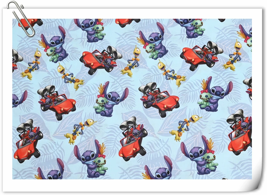 100 Cotton Fabric Disney Lilo & Stitch Yoda Love Print for Tissue Sewing Quilting Needlework Material DIY Handmade