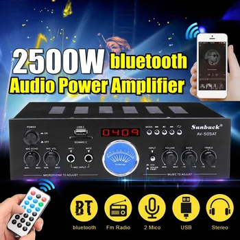 

Powerful 2500W bluetooth 2.0 Channel Audio Power HiFi Amplifier Surround Effect with Remote Control for Car Home