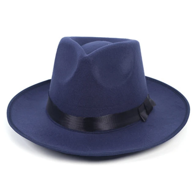 Fedora hat retro top hat woolen British jazz hat male Michael Jackson hat autumn and winter unisex big brim hat 2