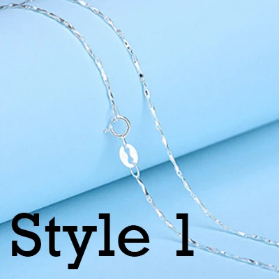 Style 1 Настоящее однотонное 925 пробы Серебряное ожерелье цепочка ювелирные изделия DIY Белое золото Желтое золото розовое золото цвет - Окраска металла: Style 1