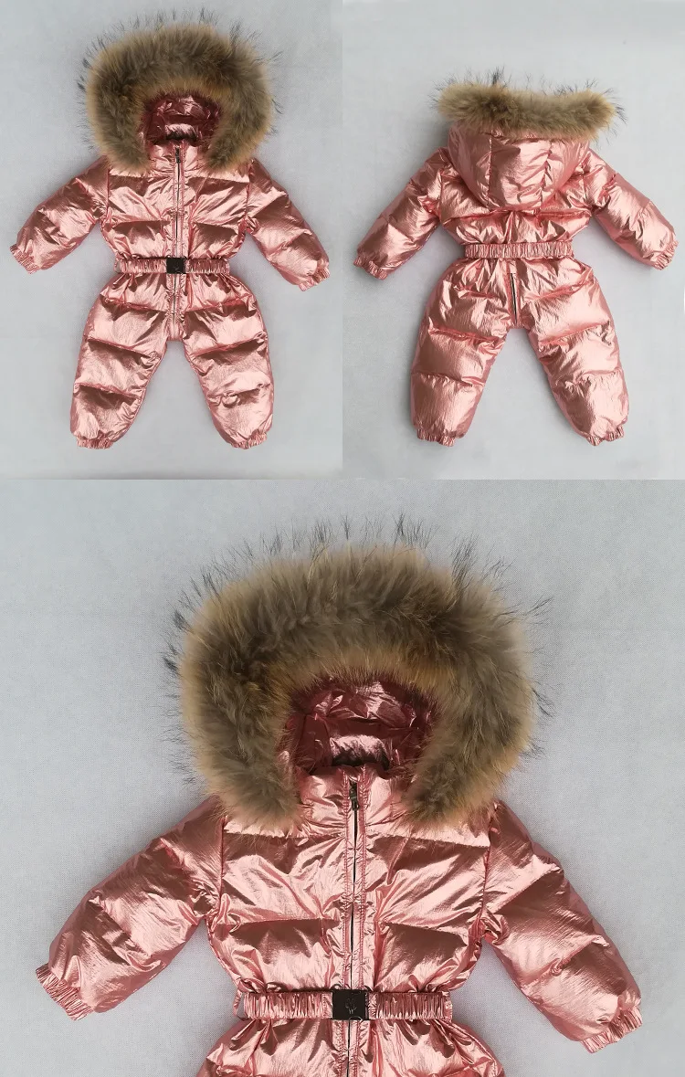 Luxury Gold Infant Baby Down Rompers Duck Down Filling Kids Baby Snowsuit Thick Warm Hooded Toddler Boys Girls Winter Jacket