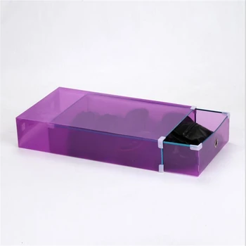 

Blue Purple Metal covered boot shoe box Storage Boxe Thicken shoe box stackable Portable Combination Drawer Long boot Shoes Box