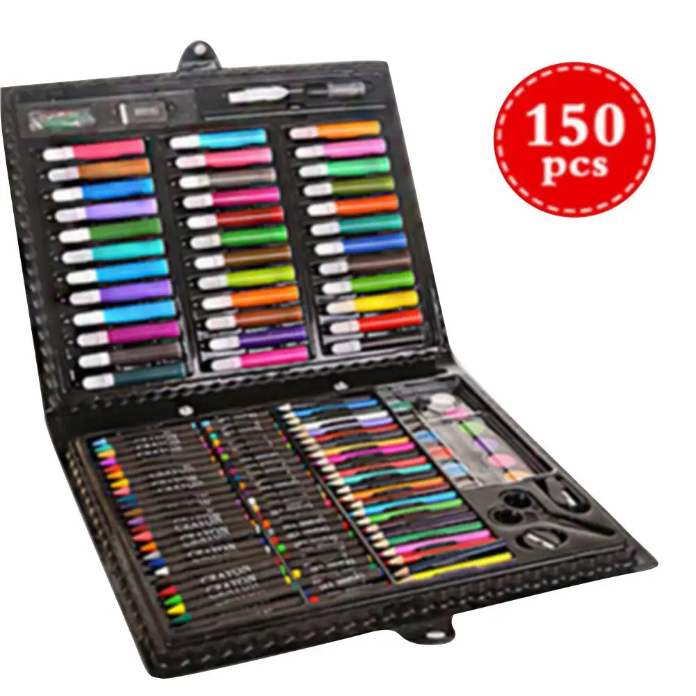 

150Pcs/Set Kids Watercolor Crayon Colored Pencils Ruler Safety Scissors for Painting Drawing Art